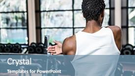  Presentation with stretching - Theme consisting of view of man stretching arm background and a teal colored foreground