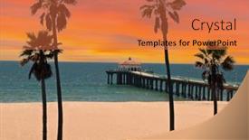  Presentation with sunset beach - Colorful presentation design enhanced with view-of-manhattan-beach-pier backdrop and a red colored foreground