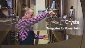  Presentation with beer - Beautiful PPT theme featuring view of manufacturer pouring beer backdrop and a gray colored foreground