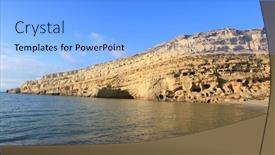  Presentation with caves - Slide deck enhanced with view-of-matala-s-famous background and a light blue colored foreground