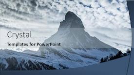  Presentation with hotel - Presentation theme enhanced with view-of-matterhorn-through-hotel and a light blue colored foreground