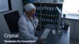  Presentation with covid19 and healthcare workers - PPT theme featuring view of matured mixed race background and a tawny brown colored foreground