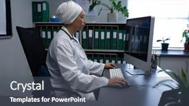  Presentation with covid19 and healthcare workers - Presentation design consisting of view of matured mixed race background and a dark gray colored foreground