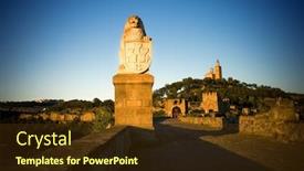  Presentation with medieval - Theme with view-of-medieval-fortress background and a tawny brown colored foreground