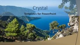  Presentation with hiking mountain - Theme with view-of-mediterranean-sea-coast background and a light blue colored foreground