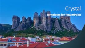  Presentation with rocks - Amazing presentation design having view-of-meteora-rocks-near backdrop and a teal colored foreground