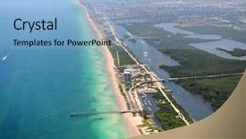  Presentation with miami - Cool new presentation theme with view of miami coastal area backdrop and a light blue colored foreground