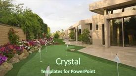  Presentation with mini golf - Presentation theme having view of mini golf course background and a tawny brown colored foreground