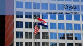  Presentation with view of colonial architecture - Colorful theme enhanced with view of modern building architecture backdrop and a teal colored foreground