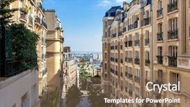  Presentation with paris france - Audience pleasing theme consisting of buildings on montmartre in paris backdrop and a violet colored foreground