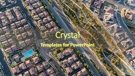  Presentation with ranch - Cool new slide deck with view of modern suburban porter backdrop and a tawny brown colored foreground