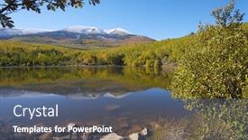  Presentation with altitude - Slide set having view of moncayo peak with an altitude of 2314 meters is the highest peak in the province of zaragoza parque natural de la dehesa del moncayo zaragoza aragon spain background and a ocean colored foreground