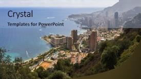  Presentation with mediterranean - Colorful presentation design enhanced with view of monte carlo monaco backdrop and a light blue colored foreground