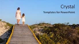  Presentation with path in woods - PPT theme with view of mother and daughter background and a light blue colored foreground
