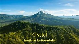  Presentation with volcano - Colorful PPT theme enhanced with view of mount batur gunung backdrop and a tawny brown colored foreground