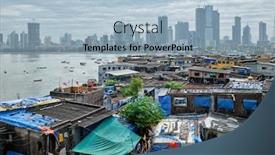  Presentation with slums - PPT theme with view-of-mumbai-skyline background and a light blue colored foreground