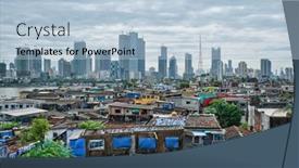  Presentation with slums - Presentation theme consisting of view-of-mumbai-skyline background and a  colored foreground