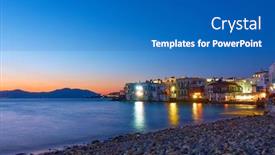  Presentation with venice - Amazing slide deck having view-of-mykonos-island backdrop and a teal colored foreground