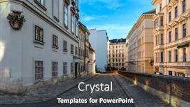  Presentation with city street - Slides with view-of-narrow-cobblestone-street background and a dark gray colored foreground