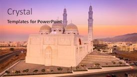  Presentation with oman - PPT theme with view-of-new-muhammad-al background and a light blue colored foreground