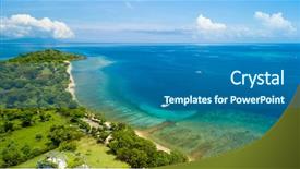  Presentation with bali indonesia touristic destination - PPT theme having view of north bali coastline background and a ocean colored foreground