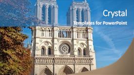  Presentation with notre dame - Audience pleasing presentation design consisting of view of notre dame de paris backdrop and a teal colored foreground