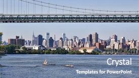  Presentation with suspension bridge - Amazing slides having view of nyc skyline and suspension bridge backdrop and a seafoam green colored foreground