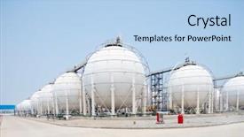  Presentation with oil - Beautiful slide deck featuring view of oil depot containers backdrop and a light blue colored foreground