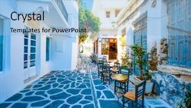  Presentation with greek architecture - Presentation theme enhanced with view of old architecture background and a light blue colored foreground