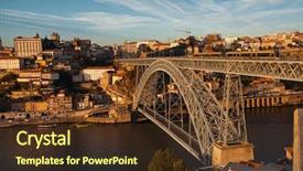  Presentation with view of the old port - Cool new slide deck with view of old porto downtown backdrop and a tawny brown colored foreground