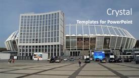  Presentation with olympic - Presentation theme enhanced with view-of-olympic-stadium background and a seafoam green colored foreground