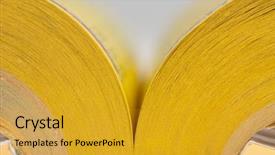  Presentation with open book - Cool new theme with view of open yellow pages backdrop and a gold colored foreground