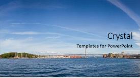  Presentation with panoramic - Colorful PPT layouts enhanced with view of ostre havn harbour backdrop and a light blue colored foreground