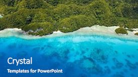  Presentation with pacific island - Beautiful slide deck featuring view of palau tropical island backdrop and a  colored foreground