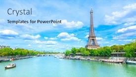  Presentation with eiffel tower - Amazing slide deck having view of paris with eiffel tower backdrop and a light blue colored foreground