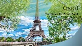  Presentation with eiffel tower - PPT theme with view of paris with eiffel tower background and a yellow colored foreground