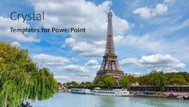  Presentation with eiffel tower - Theme enhanced with view-of-paris-with-eiffel background and a light blue colored foreground