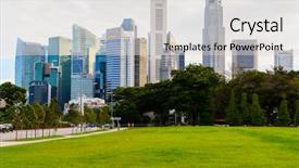  Presentation with singapore tourism - Slide deck having view of park near singapore background and a light gray colored foreground