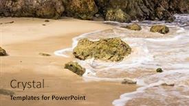  Presentation with jamaica - Presentation design enhanced with view-of-peaceful-small-sand background and a coral colored foreground