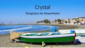  Presentation with spain - Amazing presentation theme having view-of-pedregalejo-beach backdrop and a light blue colored foreground