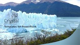  Presentation with glacier - PPT theme featuring view of perito moreno glacier- south patagonia argentina background and a light blue colored foreground