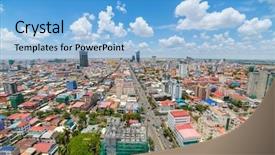  Presentation with phnom penh - Slide set consisting of view of phnom penh cambodia background and a light blue colored foreground