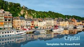  Presentation with city - Presentation having view-of-picturesque-dinant-city background and a ocean colored foreground