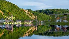  Presentation with city - Beautiful presentation theme featuring view-of-picturesque-dinant-city backdrop and a tawny brown colored foreground