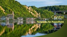  Presentation with city - PPT theme with view-of-picturesque-dinant-city and a tawny brown colored foreground