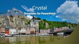  Presentation with notre dame - Presentation theme enhanced with view-of-picturesque-dinant-town background and a teal colored foreground