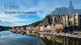  Presentation with notre dame - Audience pleasing presentation theme consisting of view-of-picturesque-dinant-town backdrop and a light blue colored foreground