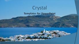  Presentation with greek - PPT theme consisting of view-of-plaka-village background and a light blue colored foreground