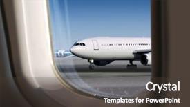  Presentation with airport runway - PPT layouts consisting of view of plane on runway background and a dark gray colored foreground