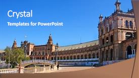  Presentation with spain - Colorful slide deck enhanced with view of plaza de espa backdrop and a teal colored foreground
